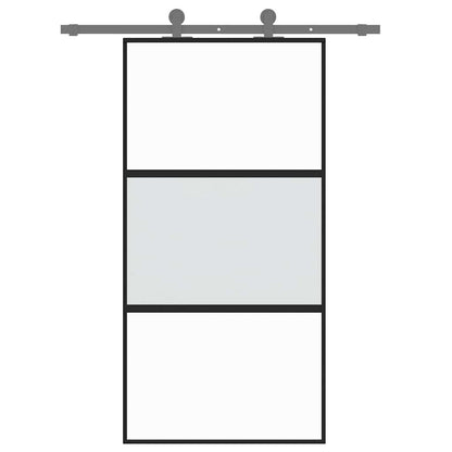 Sliding Door Black 102.5x205 cm Tempered Glass and Aluminium