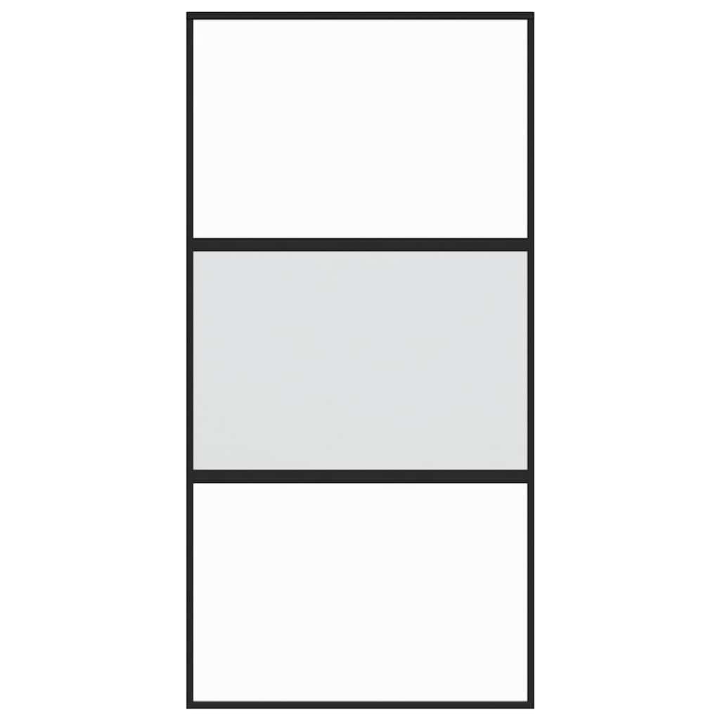 Sliding Door Black 102.5x205 cm Tempered Glass and Aluminium