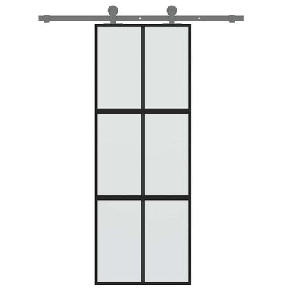 Sliding Door Black 76x205 cm Tempered Glass and Aluminium