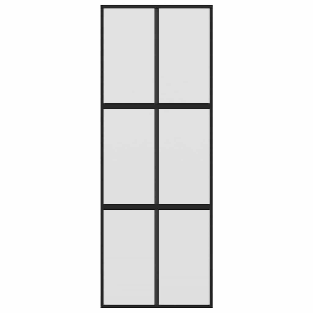 Sliding Door Black 76x205 cm Tempered Glass and Aluminium