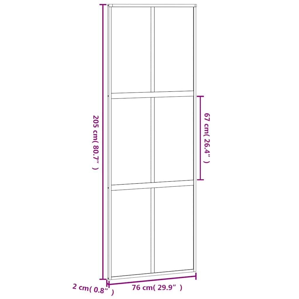 Sliding Door Black 76x205 cm Tempered Glass and Aluminium