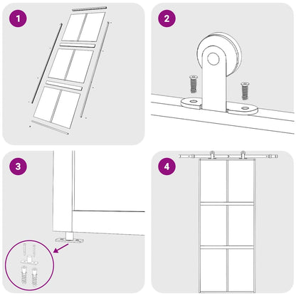 Sliding Door Black 90x205 cm Tempered Glass and Aluminium