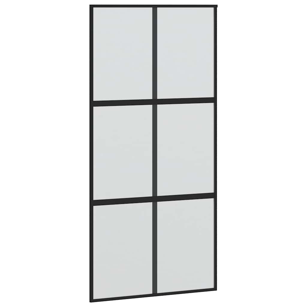 Sliding Door Black 102.5x205 cm Tempered Glass and Aluminium