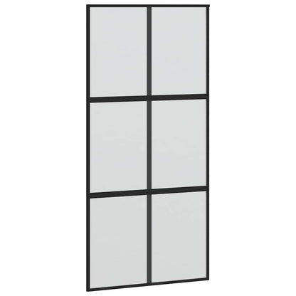 Sliding Door Black 102.5x205 cm Tempered Glass and Aluminium
