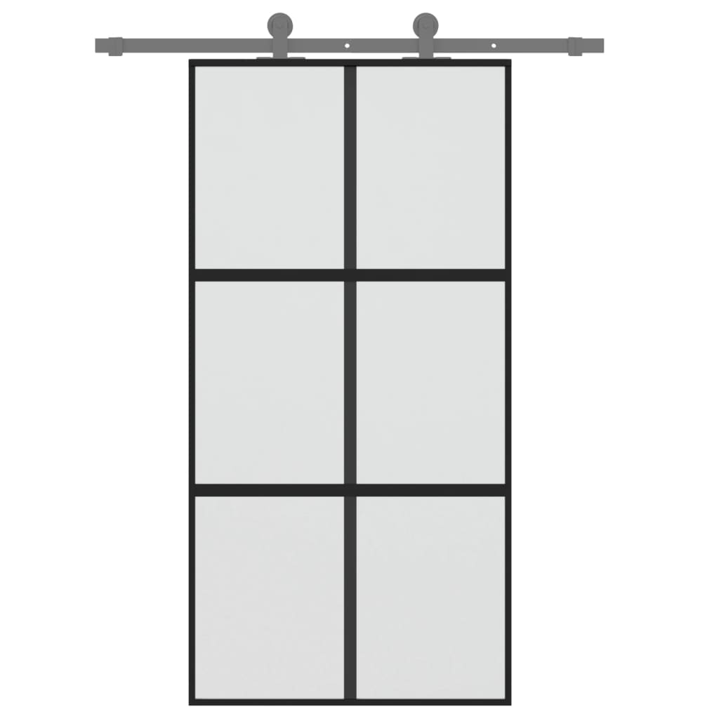Sliding Door Black 102.5x205 cm Tempered Glass and Aluminium
