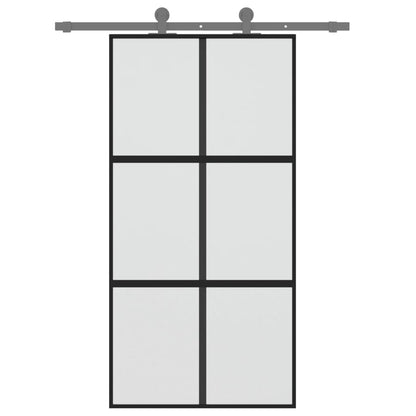 Sliding Door Black 102.5x205 cm Tempered Glass and Aluminium
