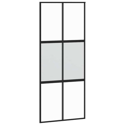Sliding Door Black 90x205 cm Tempered Glass and Aluminium