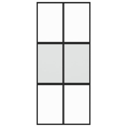 Sliding Door Black 90x205 cm Tempered Glass and Aluminium