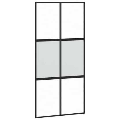 Sliding Door Black 102.5x205 cm Tempered Glass and Aluminium