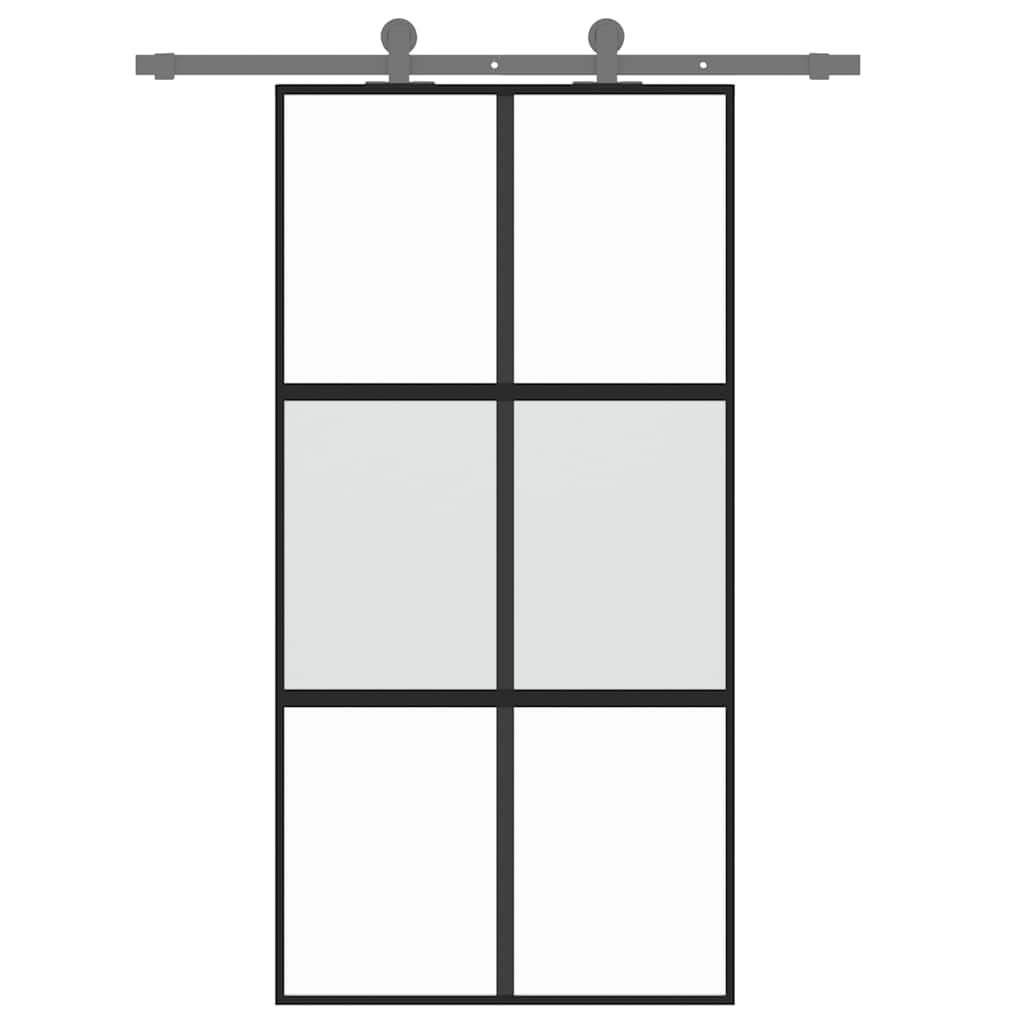 Sliding Door Black 102.5x205 cm Tempered Glass and Aluminium
