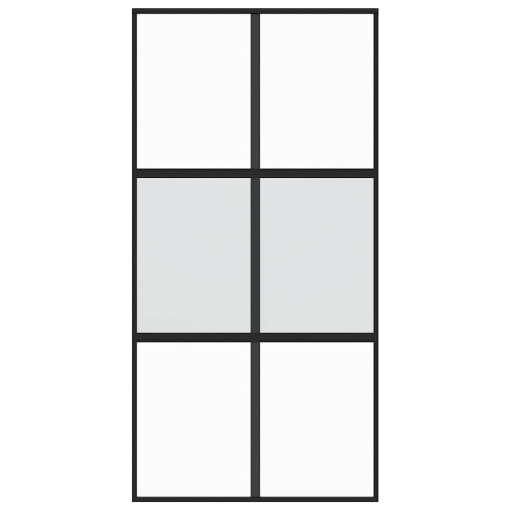 Sliding Door Black 102.5x205 cm Tempered Glass and Aluminium
