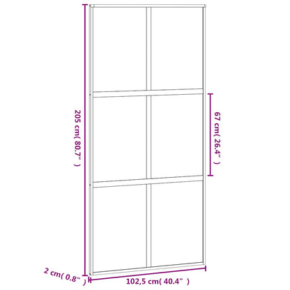 Sliding Door Black 102.5x205 cm Tempered Glass and Aluminium