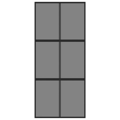 Sliding Door Black 90x205 cm Tempered Glass and Aluminium
