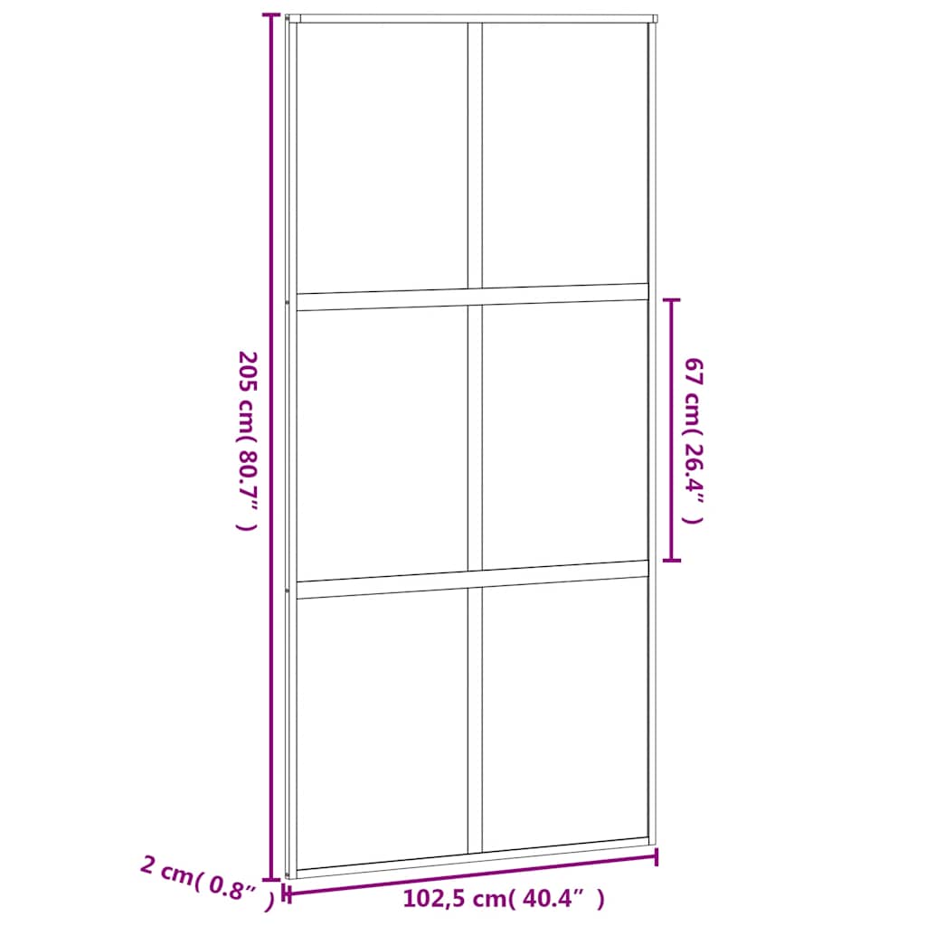 Sliding Door Black 102.5x205 cm Tempered Glass and Aluminium