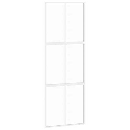 Sliding Door White 76x205 cm Tempered Glass and Aluminium