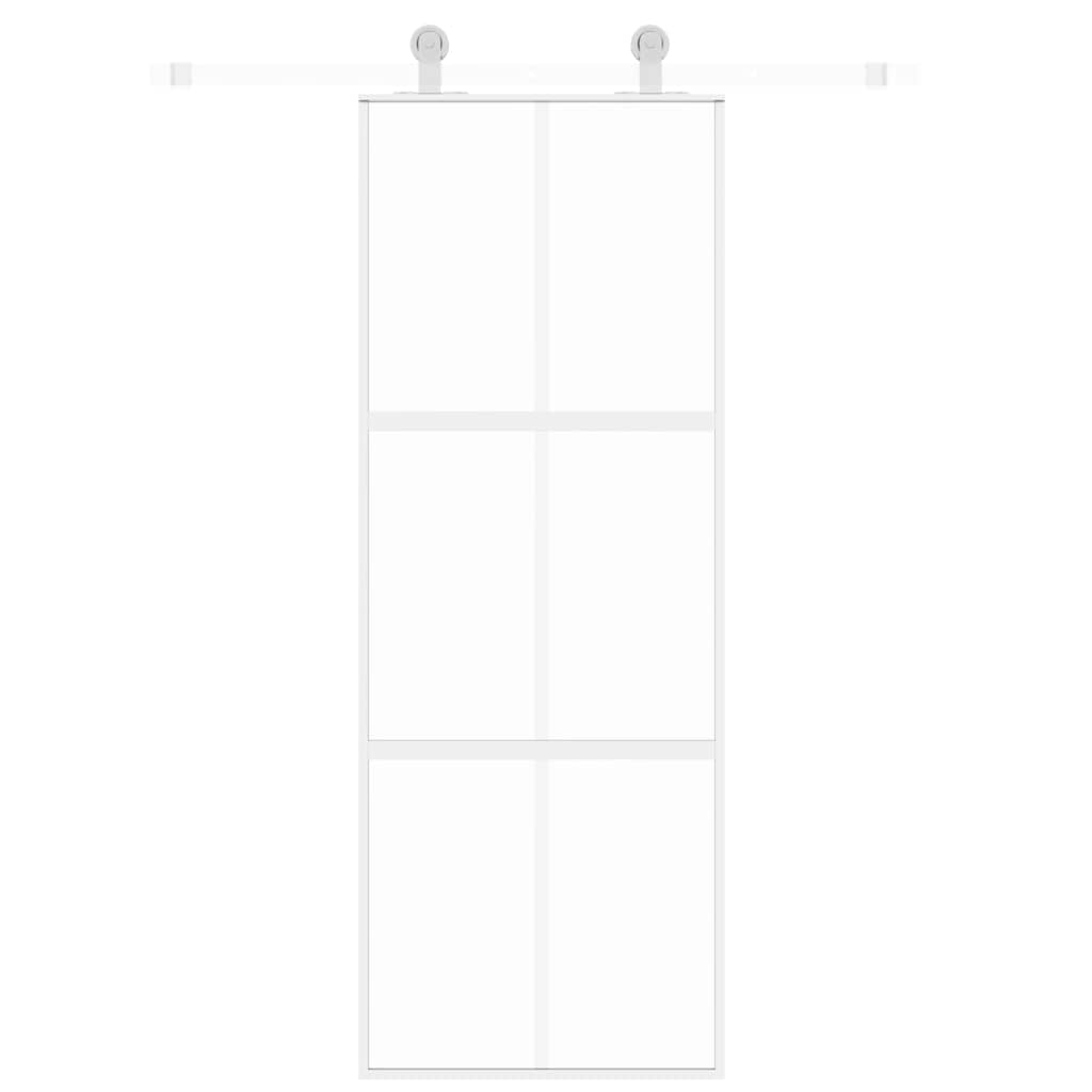 Sliding Door White 76x205 cm Tempered Glass and Aluminium