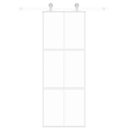 Sliding Door White 76x205 cm Tempered Glass and Aluminium