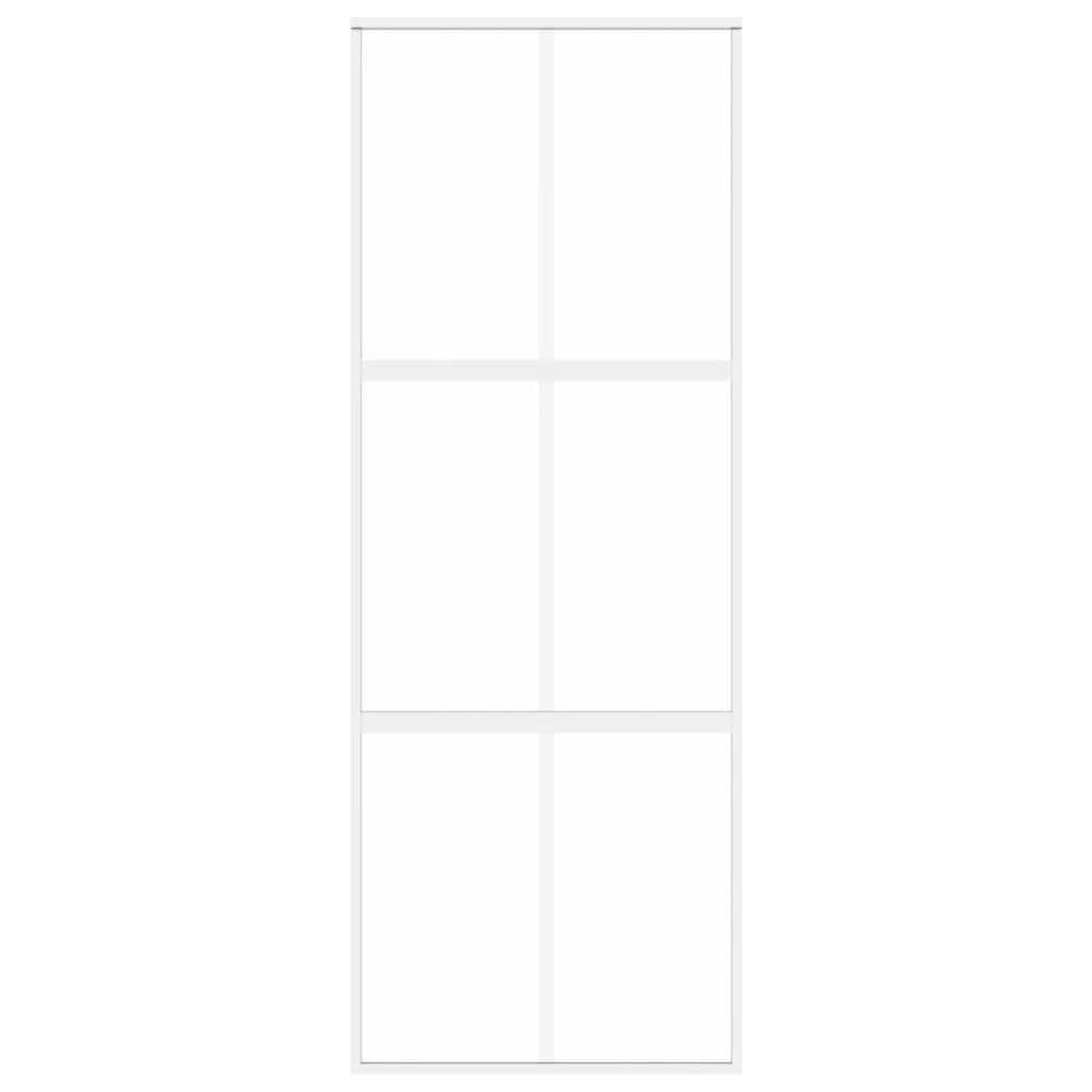 Sliding Door White 76x205 cm Tempered Glass and Aluminium