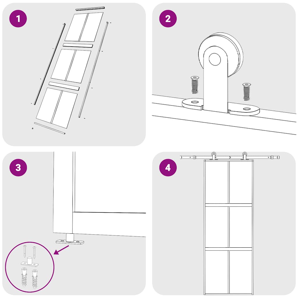 Sliding Door White 76x205 cm Tempered Glass and Aluminium