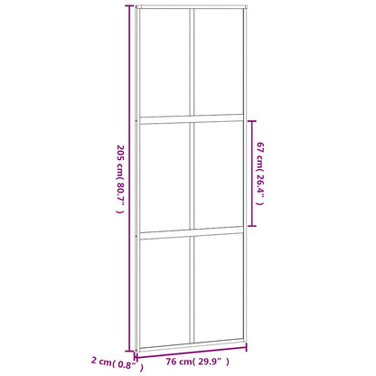Sliding Door White 76x205 cm Tempered Glass and Aluminium