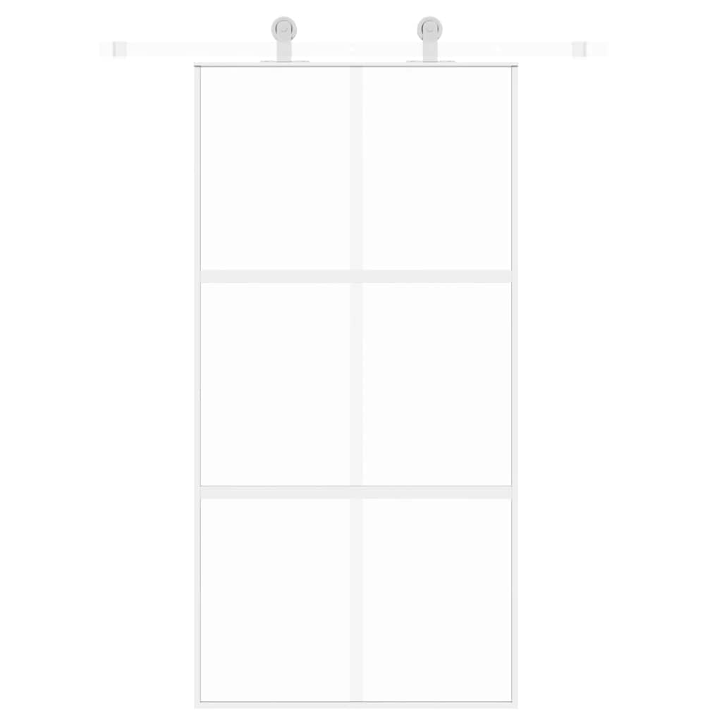 Sliding Door White 102.5x205 cm Tempered Glass and Aluminium