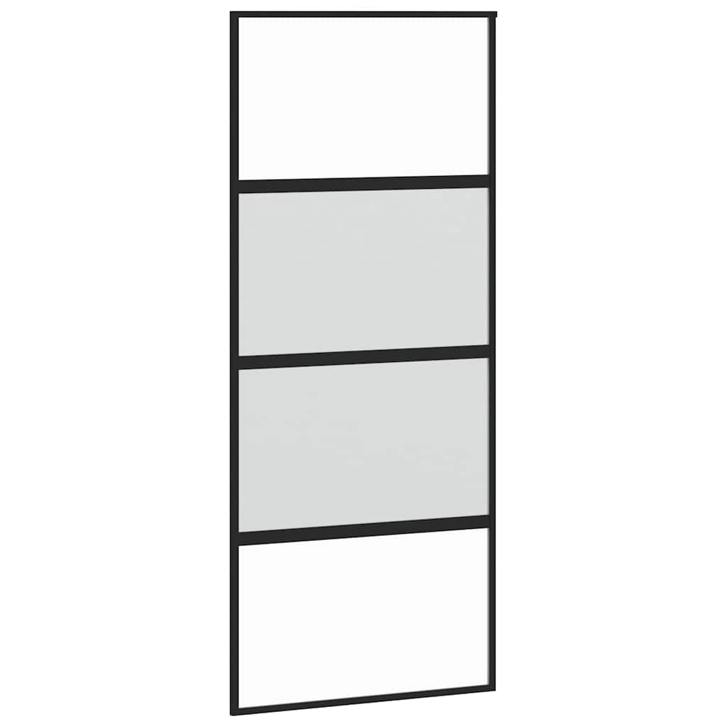 Sliding Door Black 90x205 cm Tempered Glass and Aluminium
