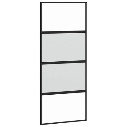 Sliding Door Black 90x205 cm Tempered Glass and Aluminium