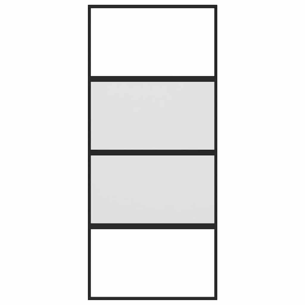 Sliding Door Black 90x205 cm Tempered Glass and Aluminium