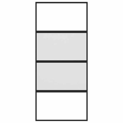 Sliding Door Black 90x205 cm Tempered Glass and Aluminium