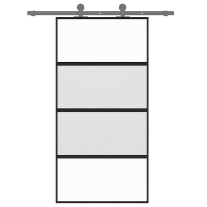 Sliding Door Black 102.5x205 cm Tempered Glass and Aluminium
