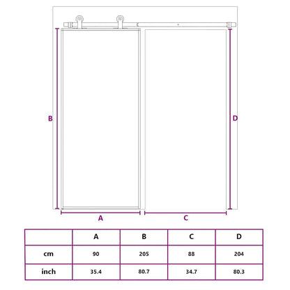 Sliding Door Black 90x205 cm Tempered Glass and Aluminium