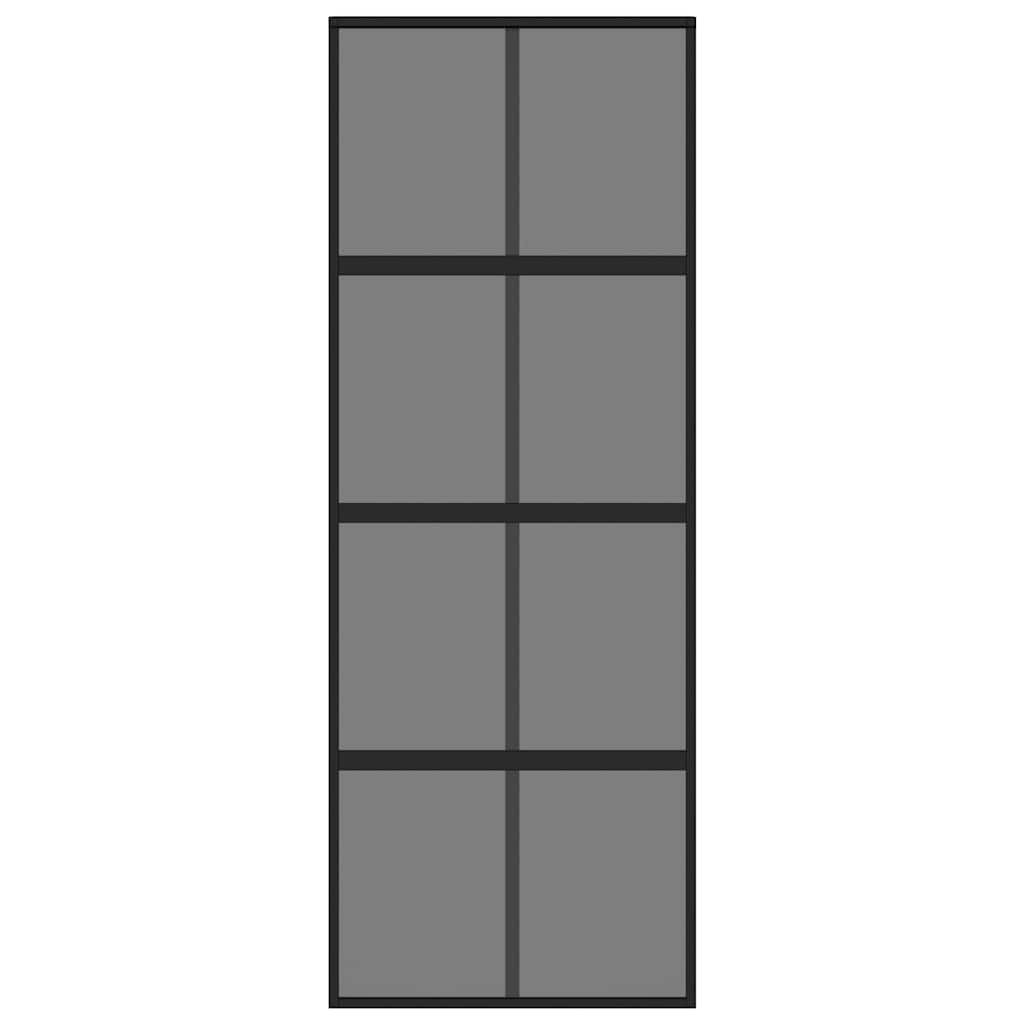 Sliding Door Black 76x205 cm Tempered Glass and Aluminium