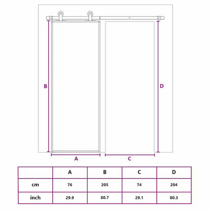 Sliding Door Black 76x205 cm Tempered Glass and Aluminium