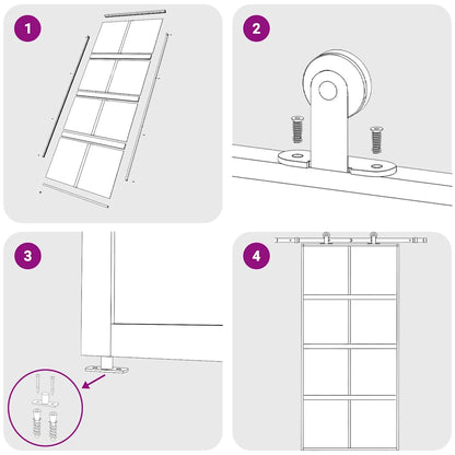 Sliding Door Black 102.5x205 cm Tempered Glass and Aluminium