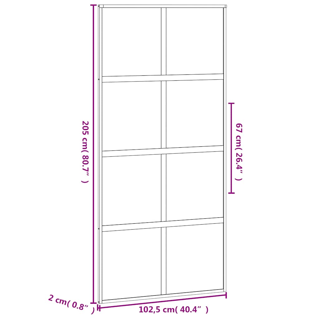 Sliding Door Black 102.5x205 cm Tempered Glass and Aluminium