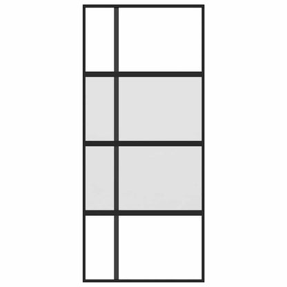 Sliding Door Black 90x205 cm Tempered Glass and Aluminium