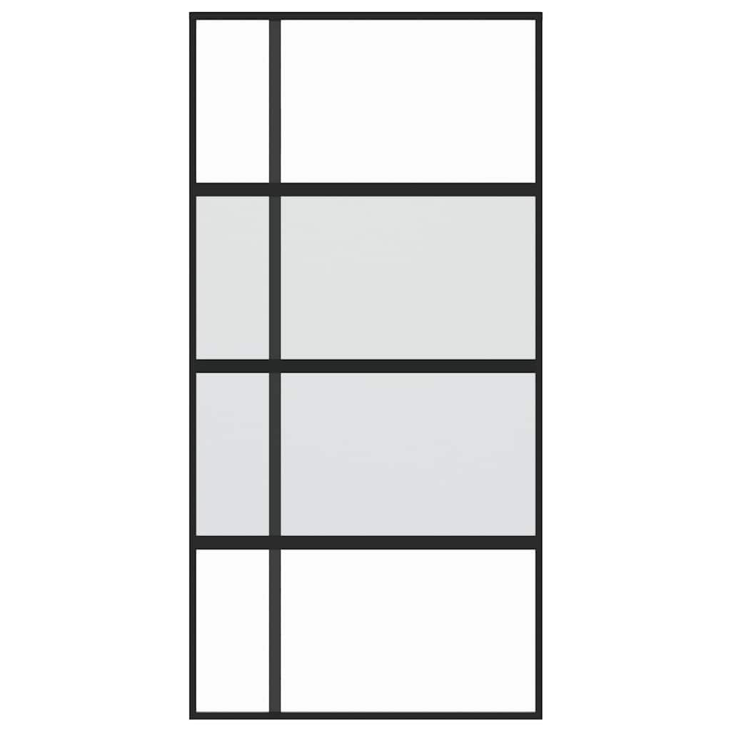 Sliding Door Black 102.5x205 cm Tempered Glass and Aluminium
