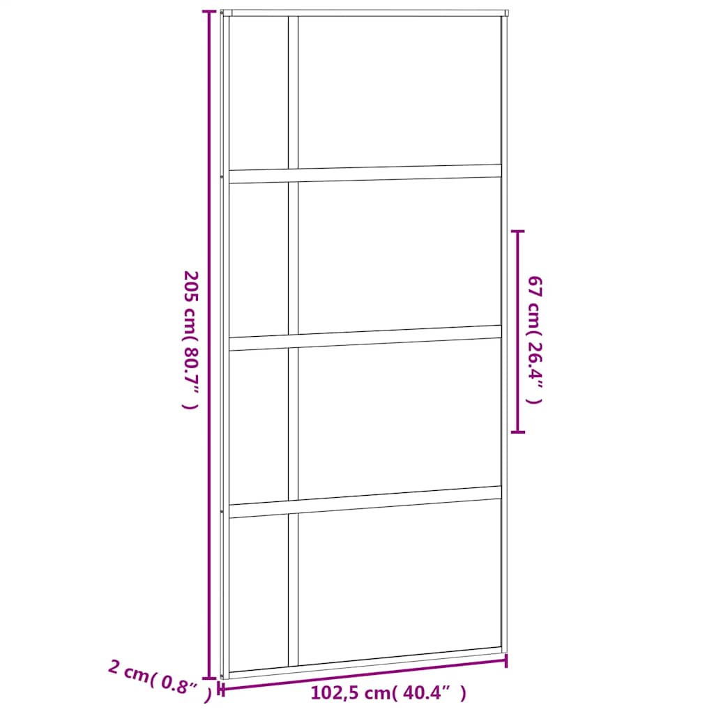 Sliding Door Black 102.5x205 cm Tempered Glass and Aluminium