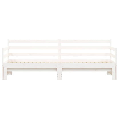 Daybed with Trundle without Mattress White 90x200 cm Solid Wood