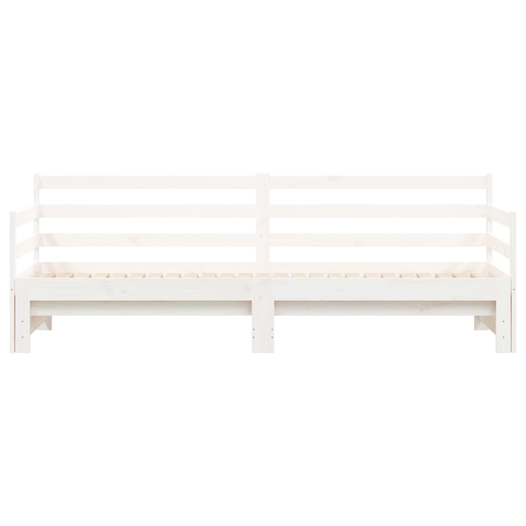 Daybed with Trundle without Mattress White 90x190 cm Single Solid Wood