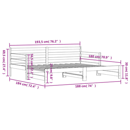 Daybed with Trundle without Mattress White 90x190 cm Single Solid Wood