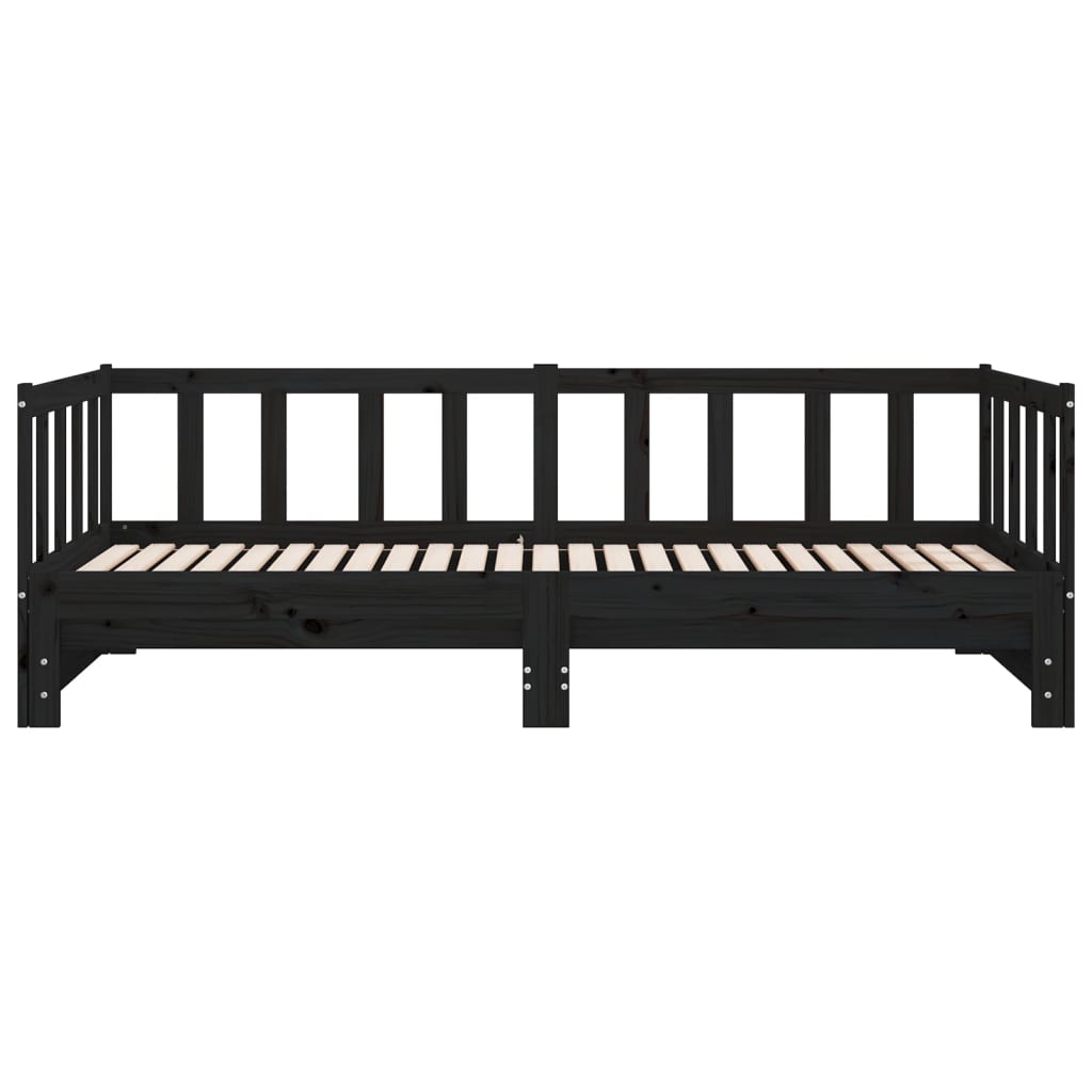 Day Bed with Trundle without Mattress Black 90x200 cm Solid Wood