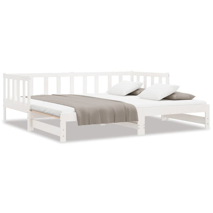 Day Bed with Trundle without Mattress White 80x200 cm Solid Wood