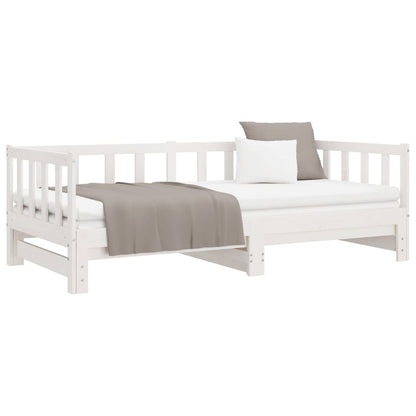 Day Bed with Trundle without Mattress White 80x200 cm Solid Wood