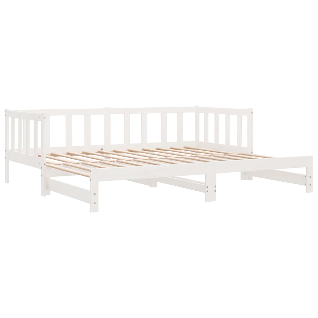 Day Bed with Trundle without Mattress White 80x200 cm Solid Wood