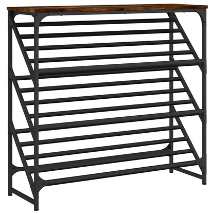 Shoe Rack Smoked Oak 90x30x85 cm Engineered Wood