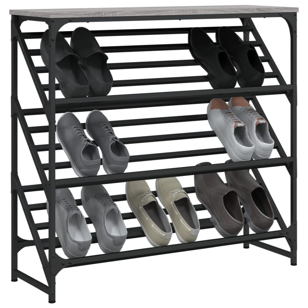 Shoe Rack Grey Sonoma 90x30x85 cm Engineered Wood