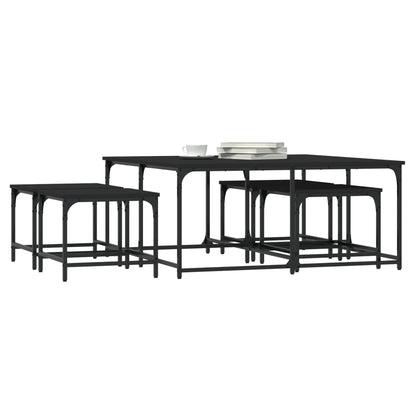 Nesting Coffee Tables 5 pcs Black Engineered Wood