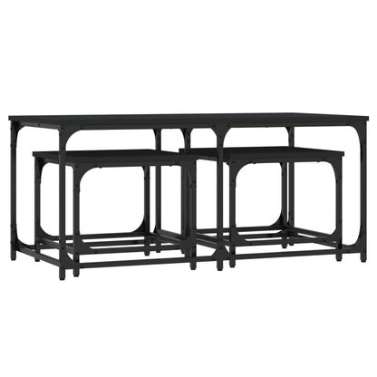Nesting Coffee Tables 3 pcs Black Engineered Wood