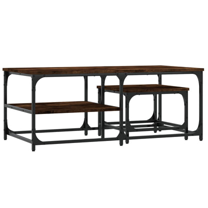 Nesting Coffee Tables 2 pcs Smoked Oak Engineered Wood